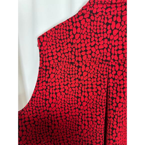 Ali Miles Red Black Textured Sleeveless‎ Button Longline Vest XL Lagenlook Artsy - Picture 8 of 12
